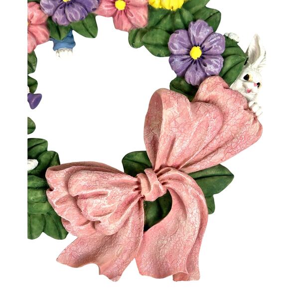 This York Resin Easter Wreath with Bunny Rabbits Vintage 1995 in Original Box - Picture 2 of 12